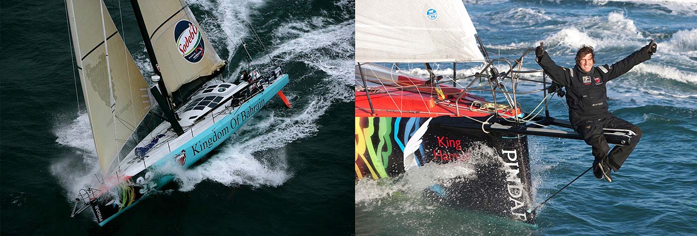 Brain Thompson sailing Pindar's "Kingdom of Bahrain" in the Vendee Globe